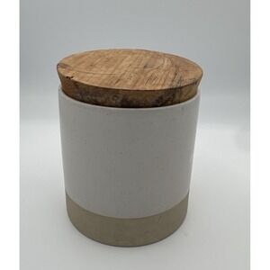 Roost Stoneware Canister Wooden Lid Neutral Modern Rustic Kitchen Decor